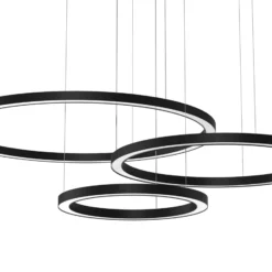 Lámpara colgante LED Galaxia, plástico, negra, 3 luces, 85 W