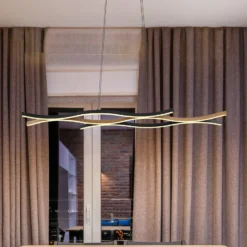 Lámpara colgante LED Geronimo, longitud 108 cm, negro/aspecto madera