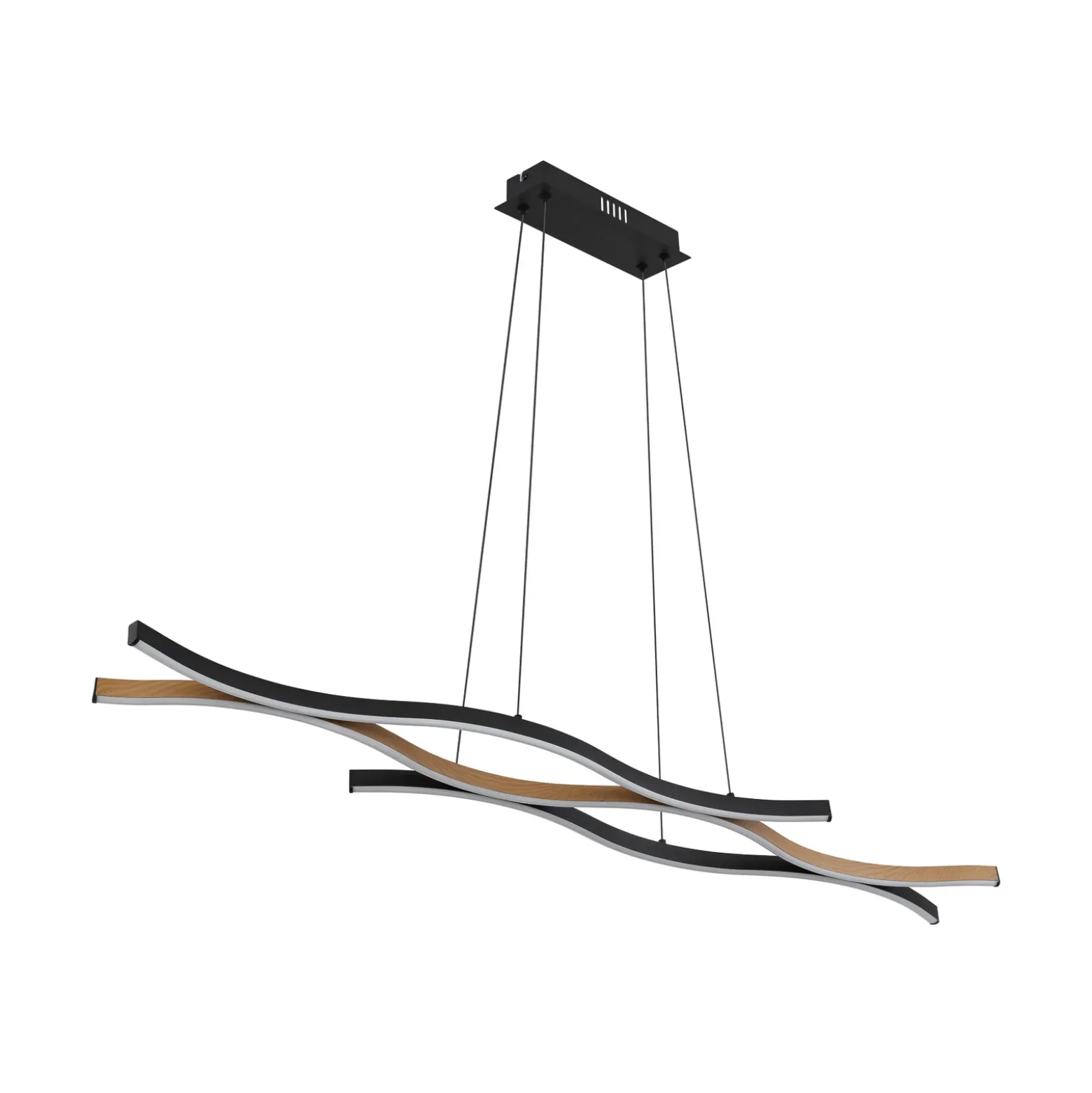 Lámpara colgante LED Geronimo, longitud 108 cm, negro/aspecto madera