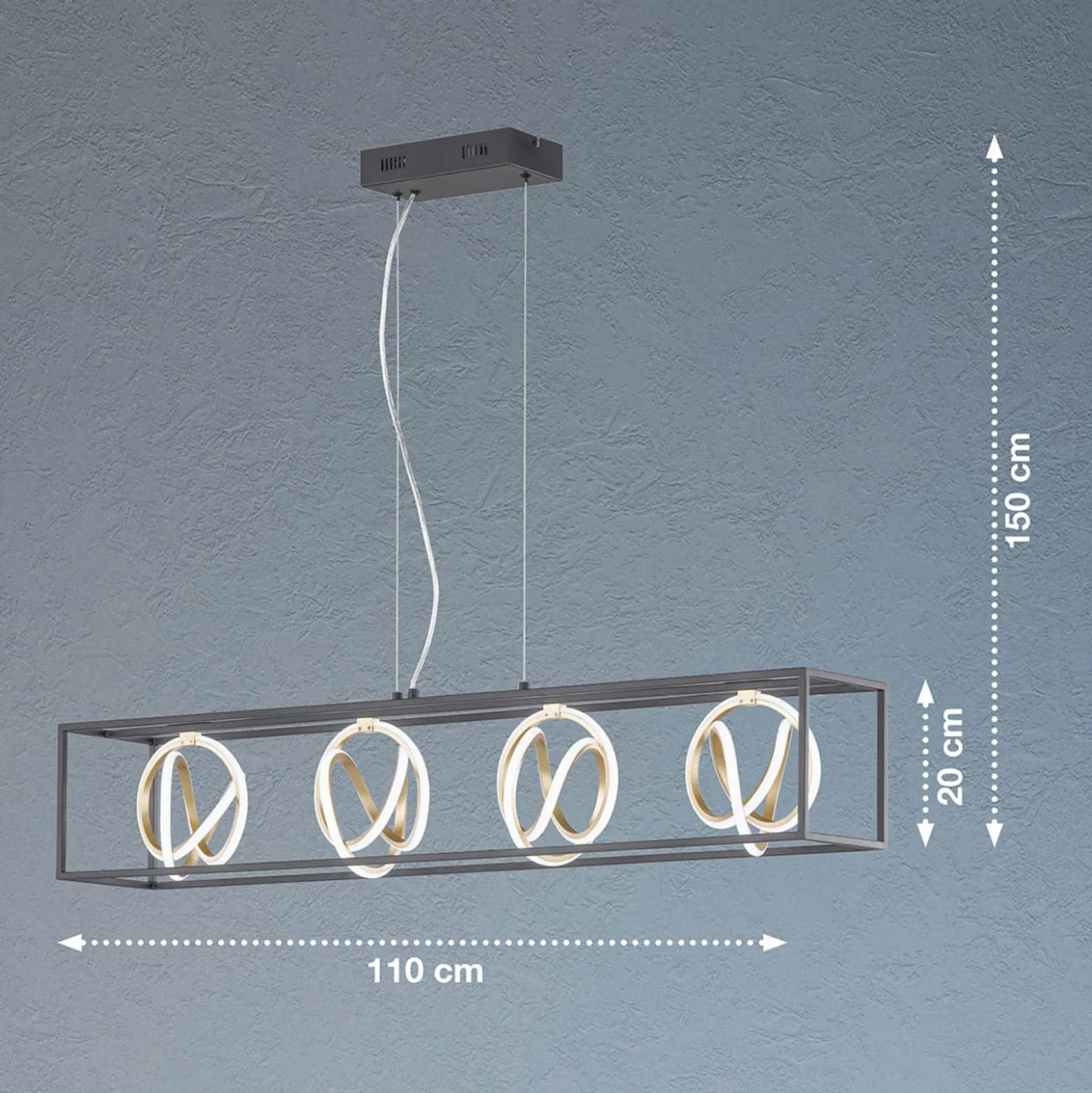 Lámpara colgante LED Gisi, CCT, atenuable, 4 luces