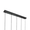 Lámpara colgante LED Glimsy, 115 cm, cristal negro/gris humo, 5 luces.