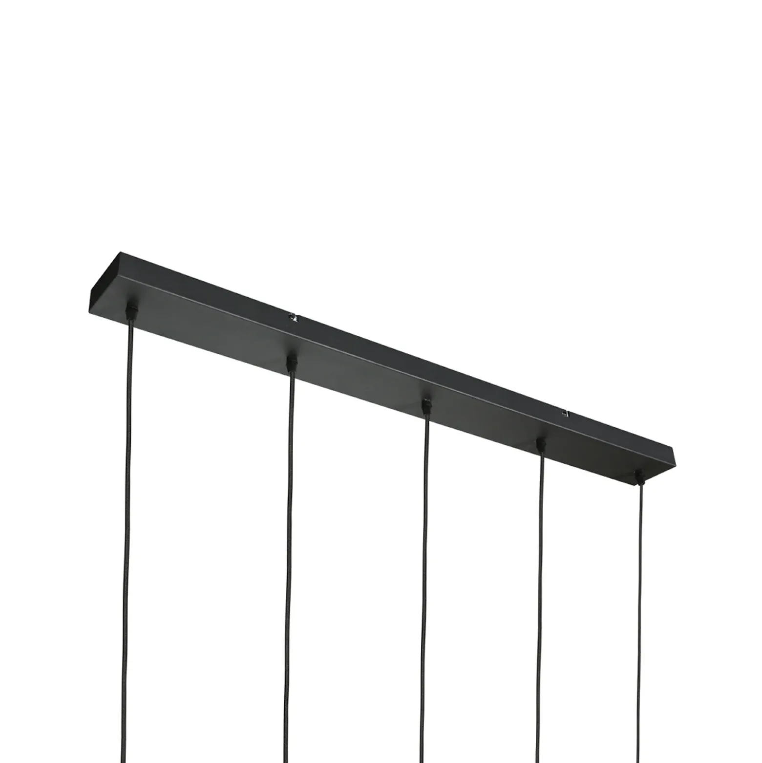 Lámpara colgante LED Glimsy, 115 cm, cristal negro/gris humo, 5 luces.