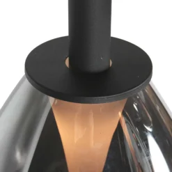 Lámpara colgante LED Glimsy, 115 cm, cristal negro/gris humo, 5 luces.