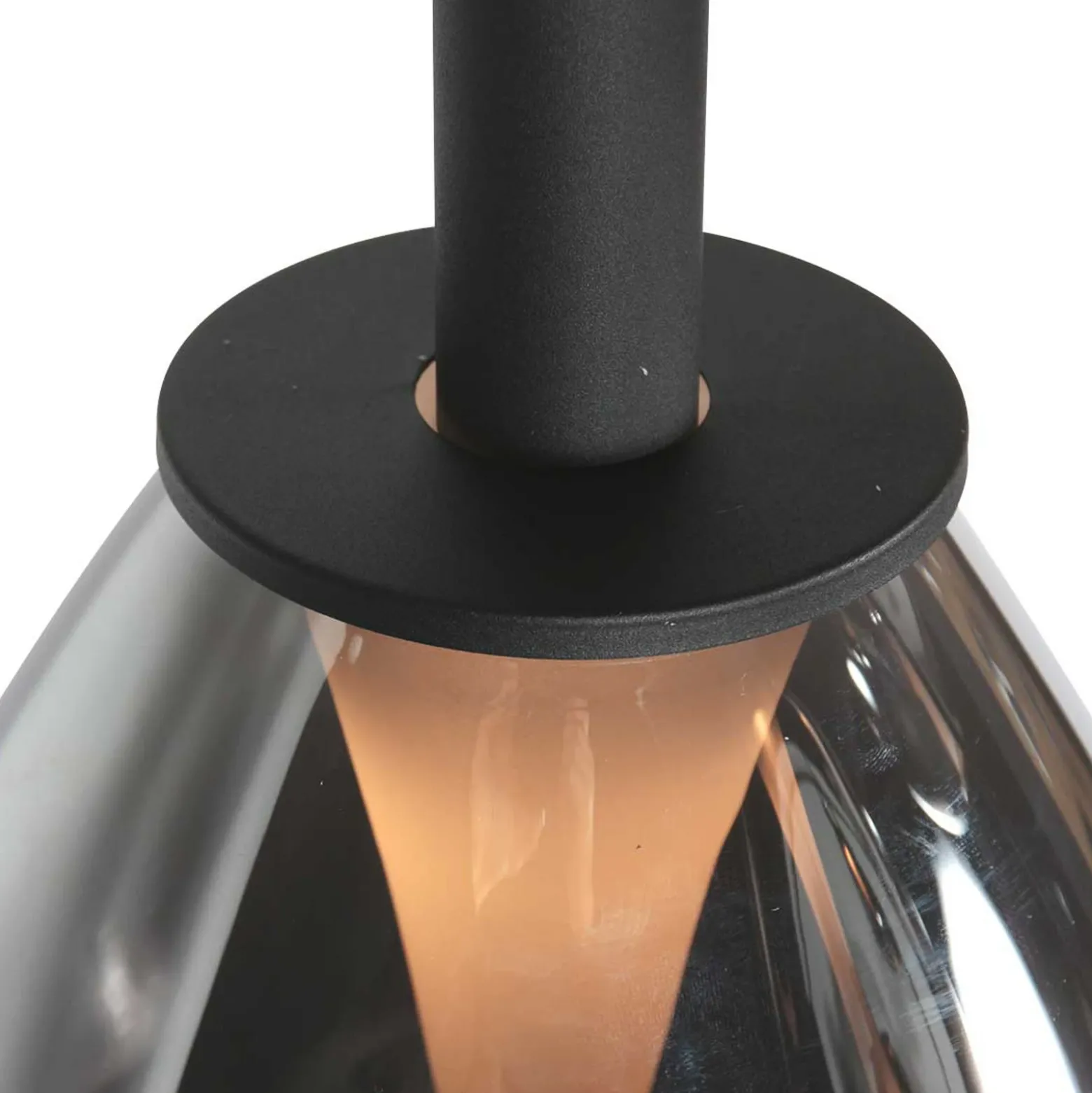 Lámpara colgante LED Glimsy, 115 cm, cristal negro/gris humo, 5 luces.