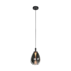 Lámpara colgante LED Glimsy, Ø 22 cm, cristal negro/gris humo