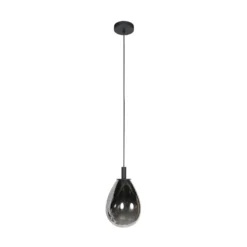 Lámpara colgante LED Glimsy, Ø 22 cm, cristal negro/gris humo