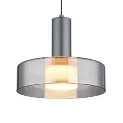 Lámpara colgante LED Grant, Ø 22 cm, gris humo, cristal