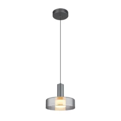 Lámpara colgante LED Grant, Ø 22 cm, gris humo, cristal