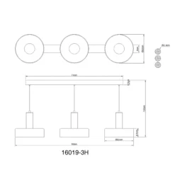 Lámpara colgante LED Grant, longitud 90 cm, gris humo, 3 luces, cristal