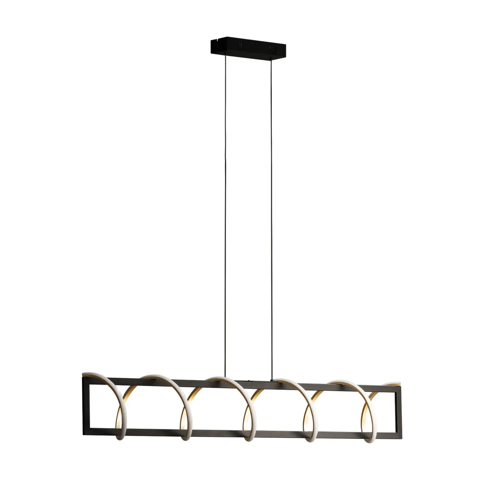 Lámpara colgante LED Gwen, negro/oro, metal, CCT, atenuable