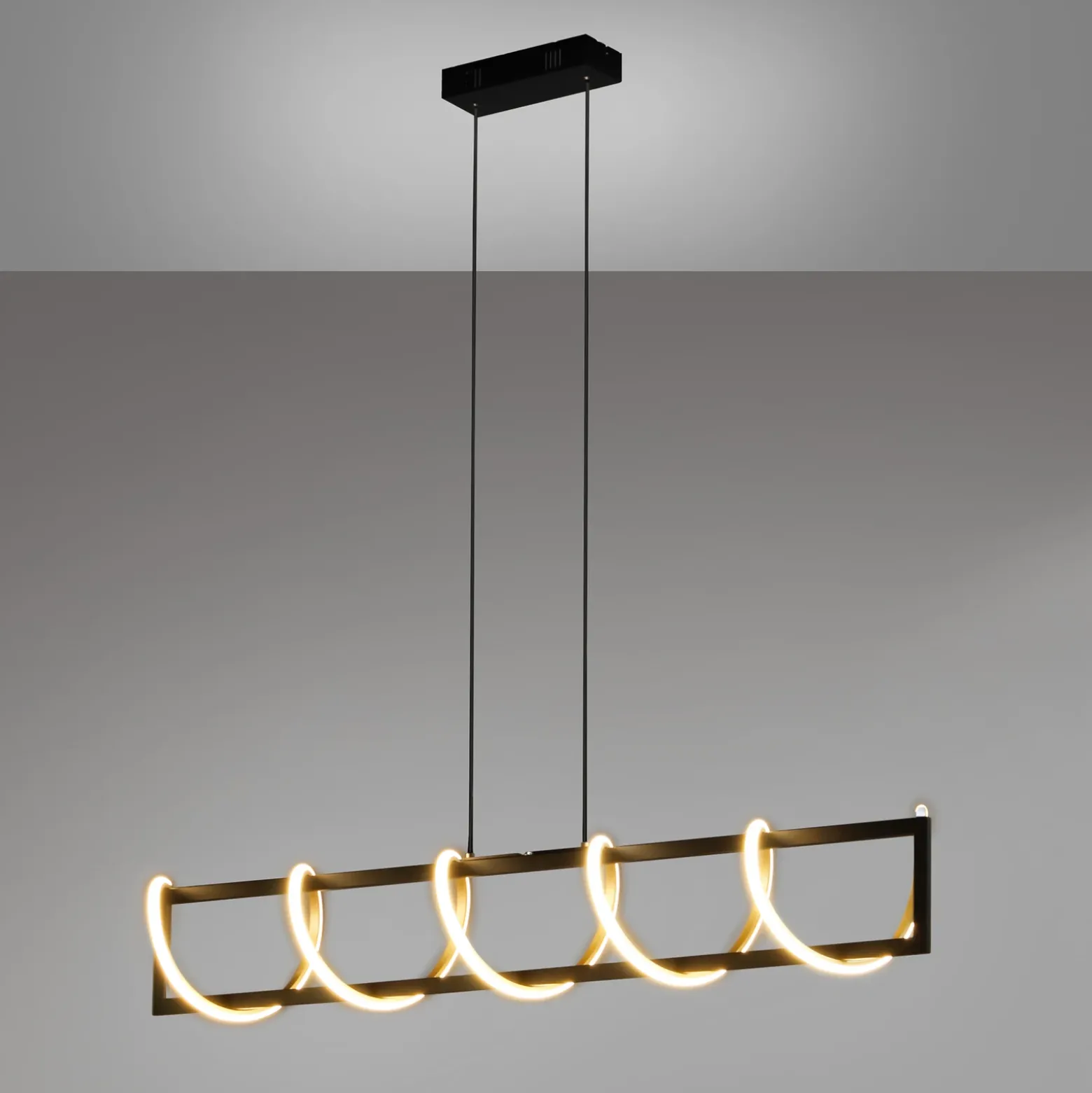 Lámpara colgante LED Gwen, negro/oro, metal, CCT, atenuable