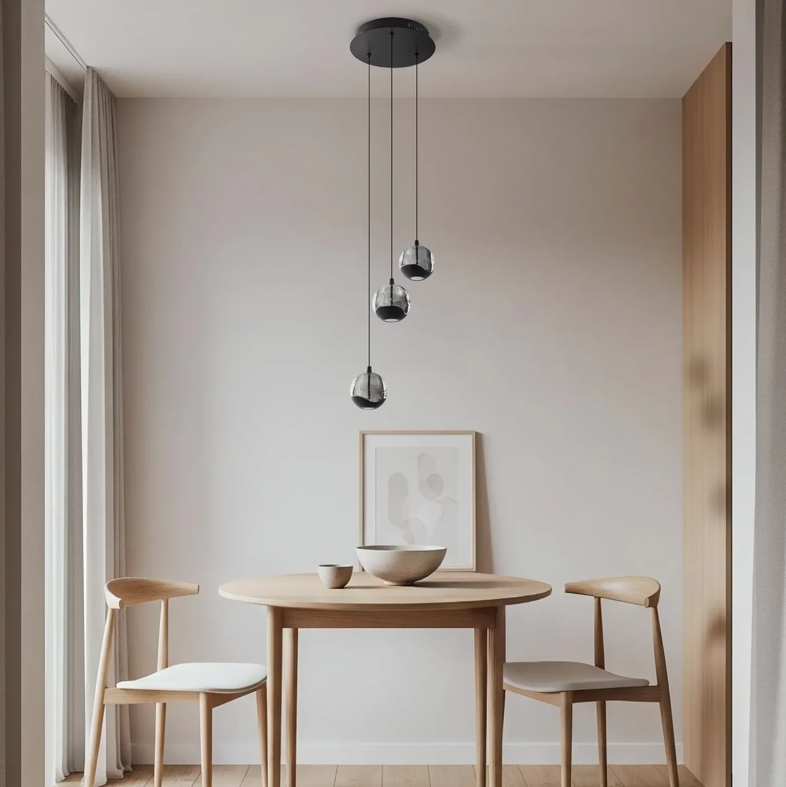 Lámpara colgante LED Hayley de Lucande, negra, 3 luces, cristal