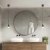 Lámpara colgante LED Helestra DUC, negra, IP44, Ø 7 cm