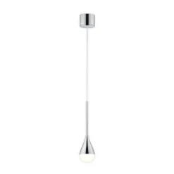 Lámpara colgante LED Helestra DUC, cromada, IP44, Ø 7 cm