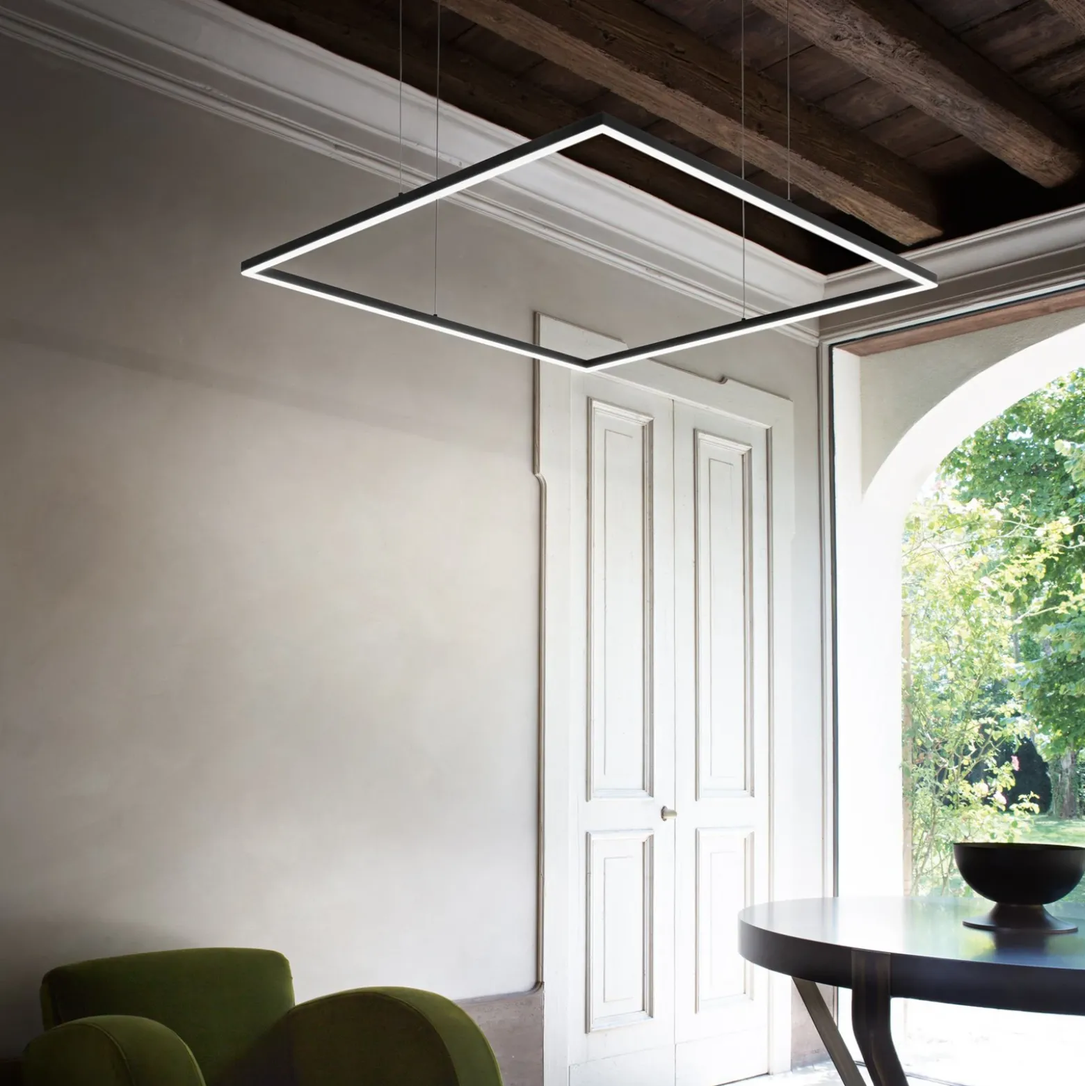 Lámpara colgante LED Ideal Lux Oracle Slim 90 x 90 cm negro 3000 K