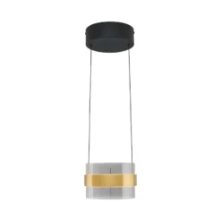 Lámpara colgante LED Inside, color latón/gris humo, Ø 22 cm