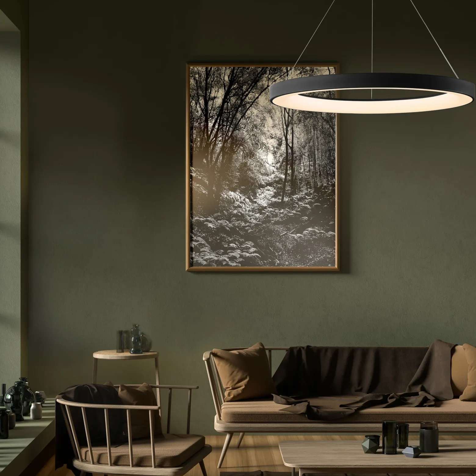 Lámpara colgante LED inteligente Niseko II, 50 cm, negra, CCT, atenuable