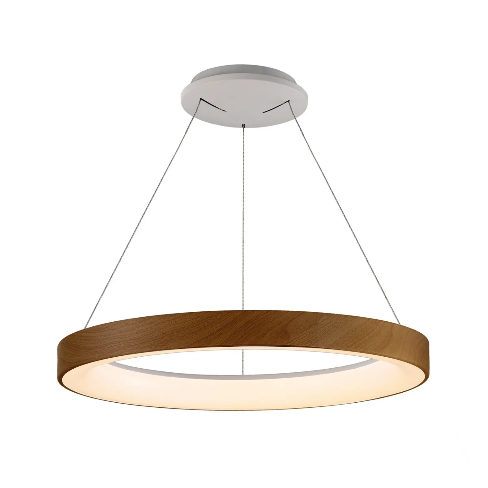 Lámpara colgante LED inteligente Niseko II, Ø 50 cm, color madera, CCT