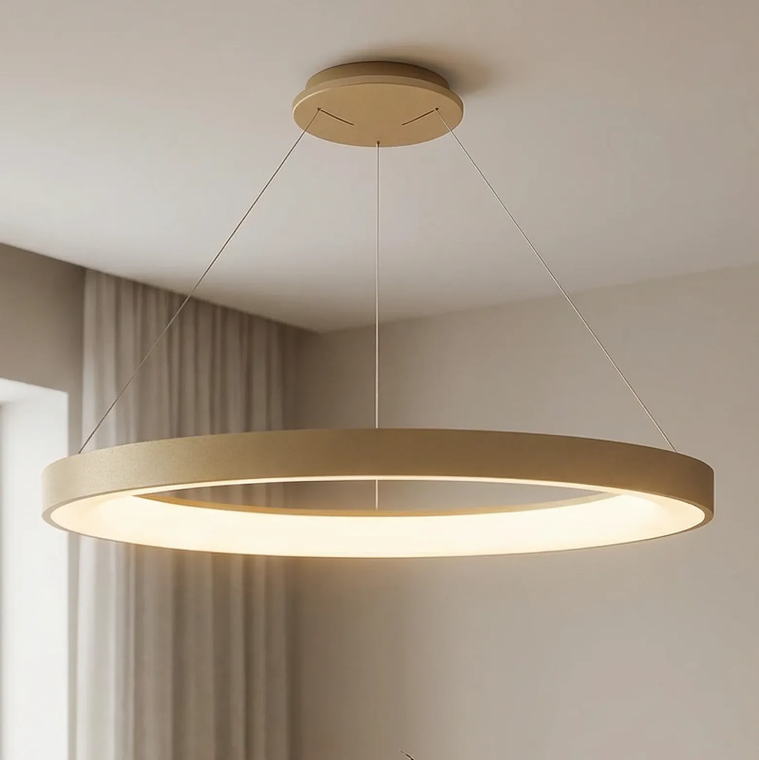 Lámpara colgante LED inteligente Niseko II, Ø 65 cm, color dorado, CCT