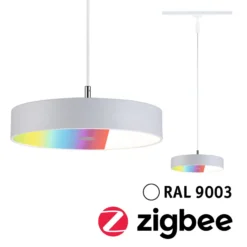 Lámpara colgante LED inteligente Paulmann URail Hildor, blanco señal, ZigBee