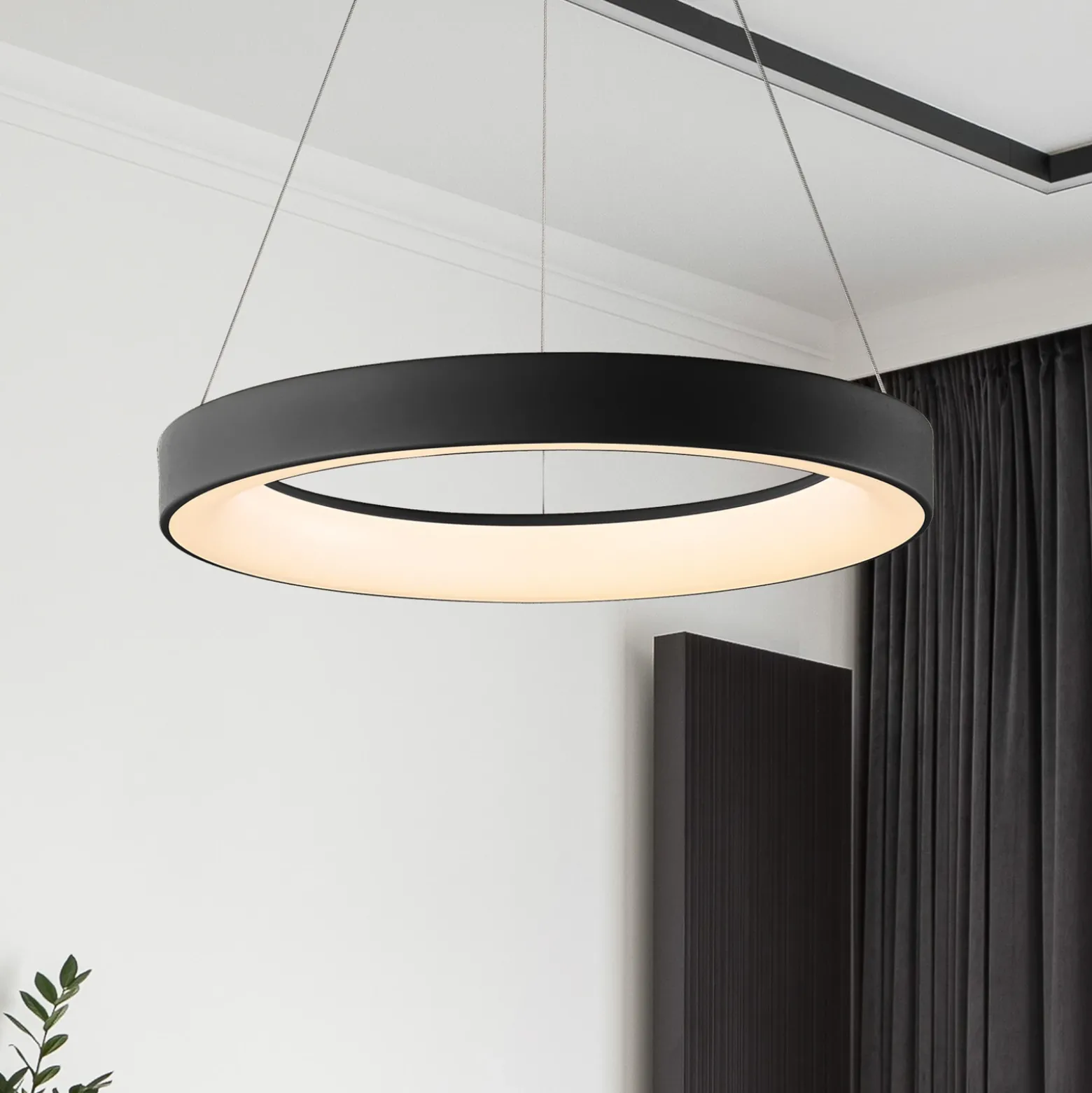 Lámpara colgante LED inteligente Niseko II, 38 cm, negra, CCT, atenuable