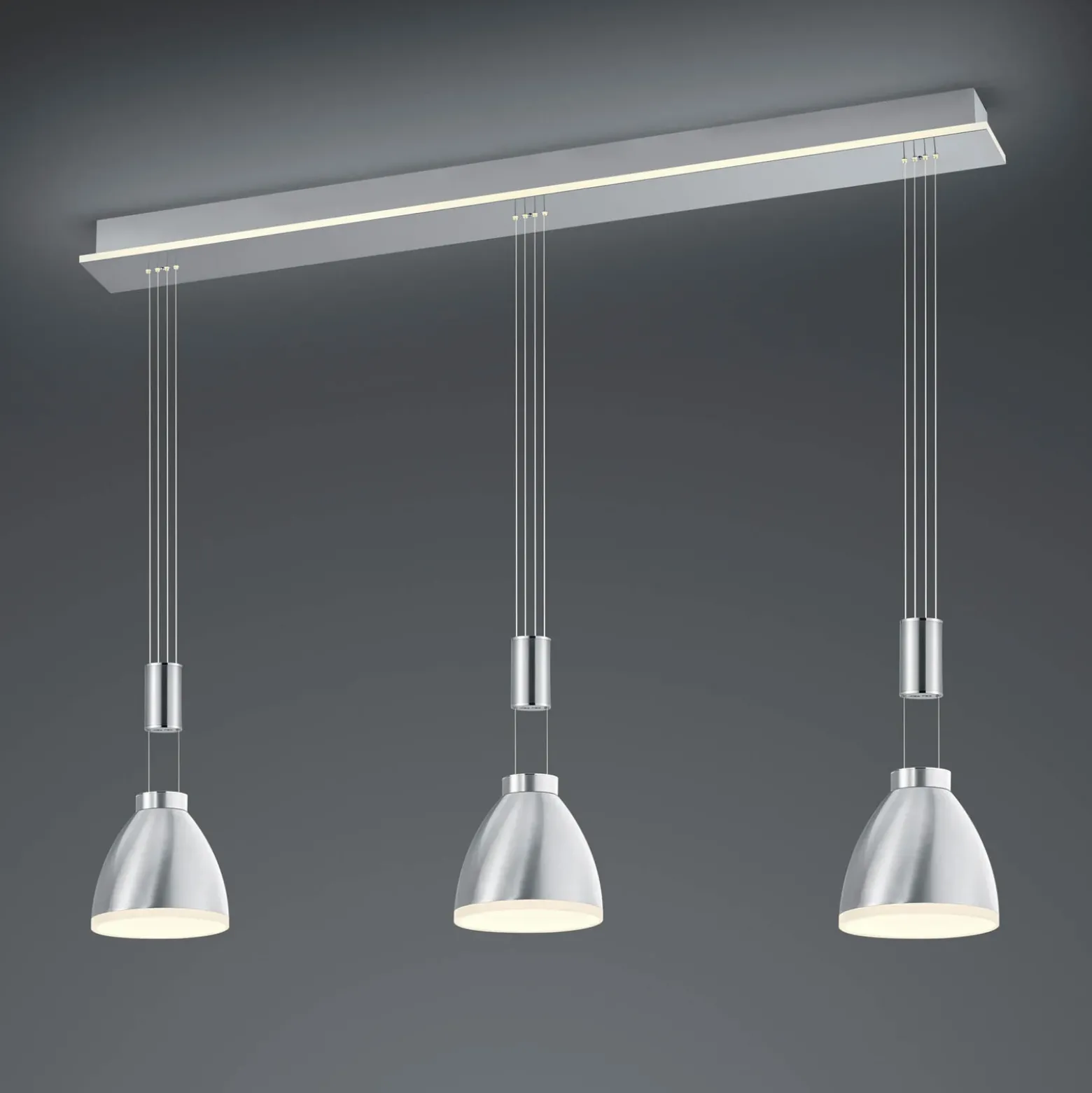 Lámpara colgante LED Leni, 3 luz, níquel mate