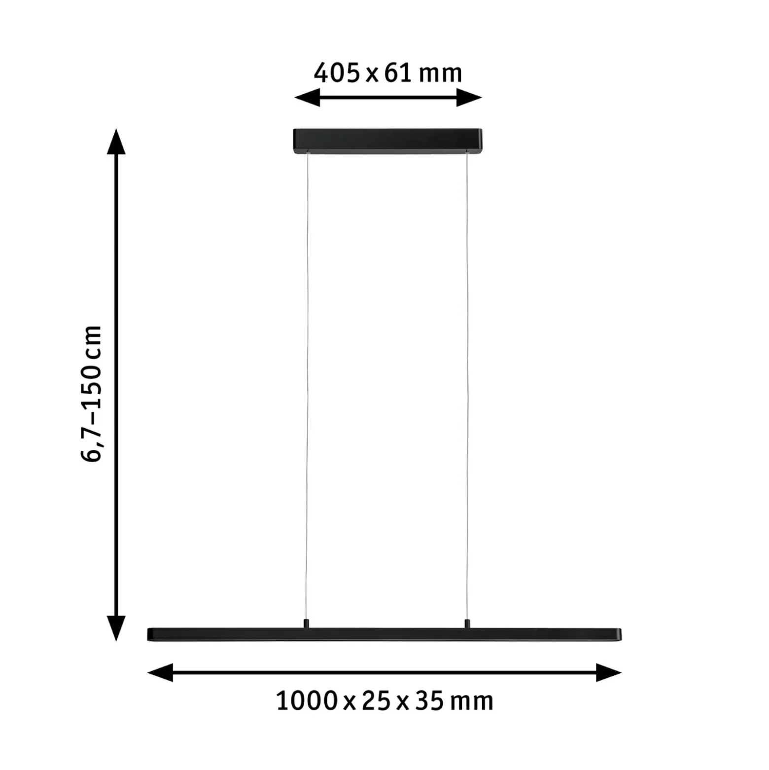 Lámpara colgante LED Lento de Paulmann, negra, 100 cm, luz hacia arriba/abajo,