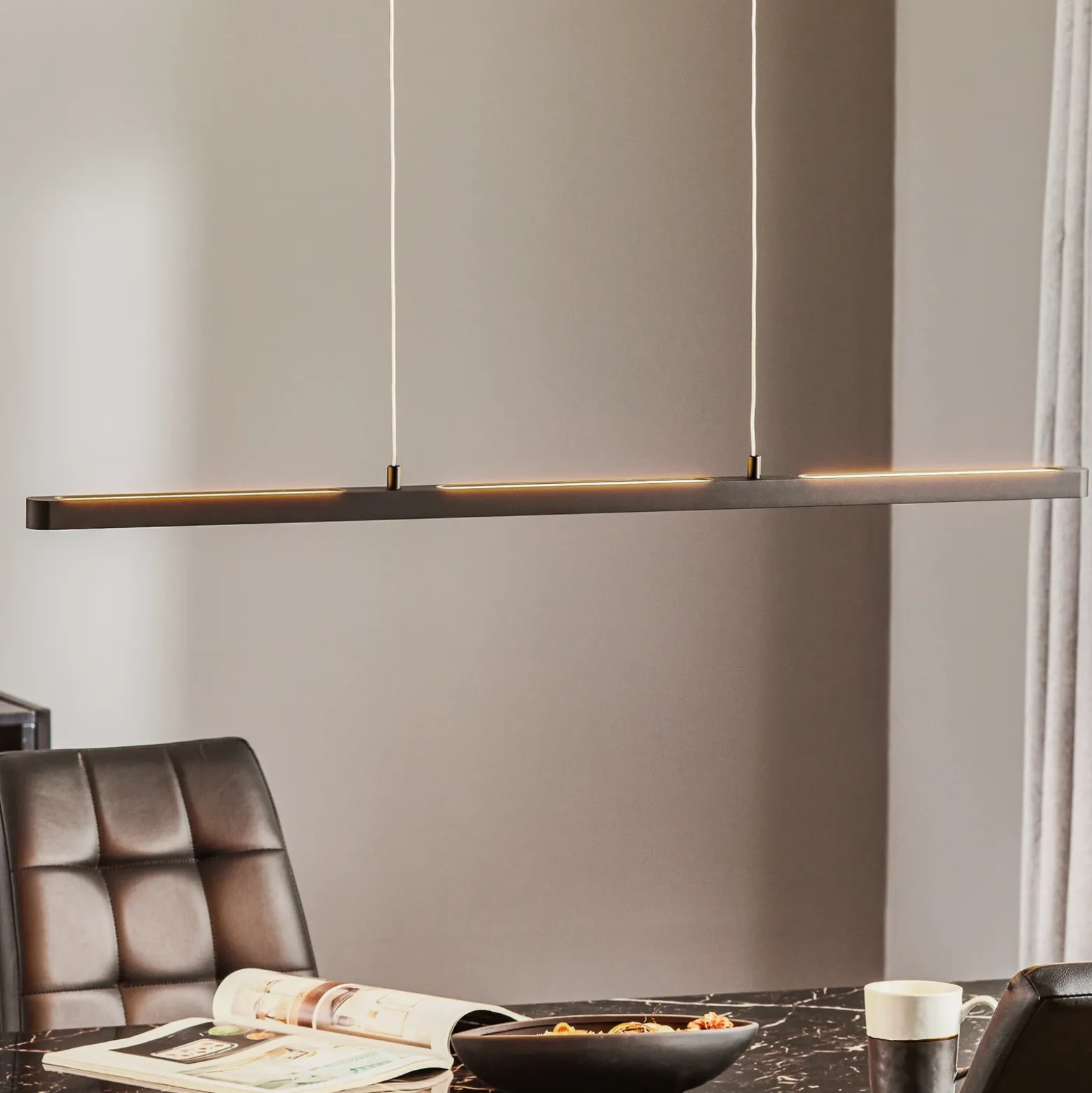 Lámpara colgante LED Lento de Paulmann, negra, 100 cm, luz hacia arriba/abajo,
