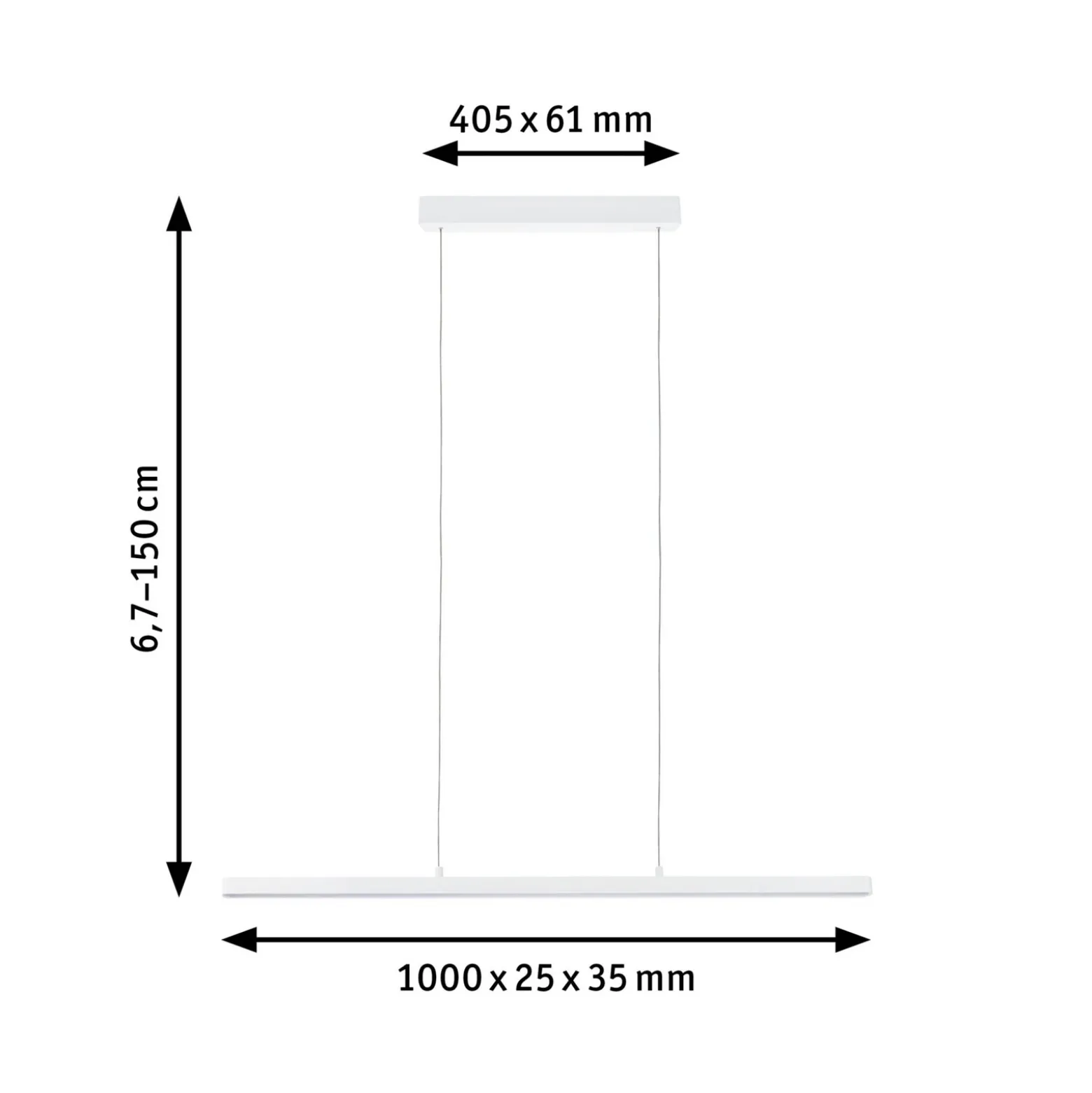 Lámpara colgante LED Lento de Paulmann, blanca, 100 cm, luz hacia arriba/abajo,