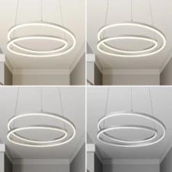 Lámpara colgante LED Lindby Davian, color níquel, Ø 49 cm, atenuable