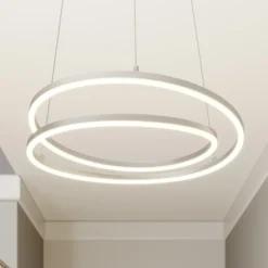 Lámpara colgante LED Lindby Davian, color níquel, Ø 49 cm, atenuable