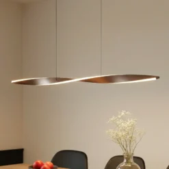 Lámpara colgante LED Lindby Jaren, negro/marrón, 100 cm, CCT