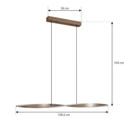 Lámpara colgante LED Lindby Jaren, negro/marrón, 100 cm, CCT