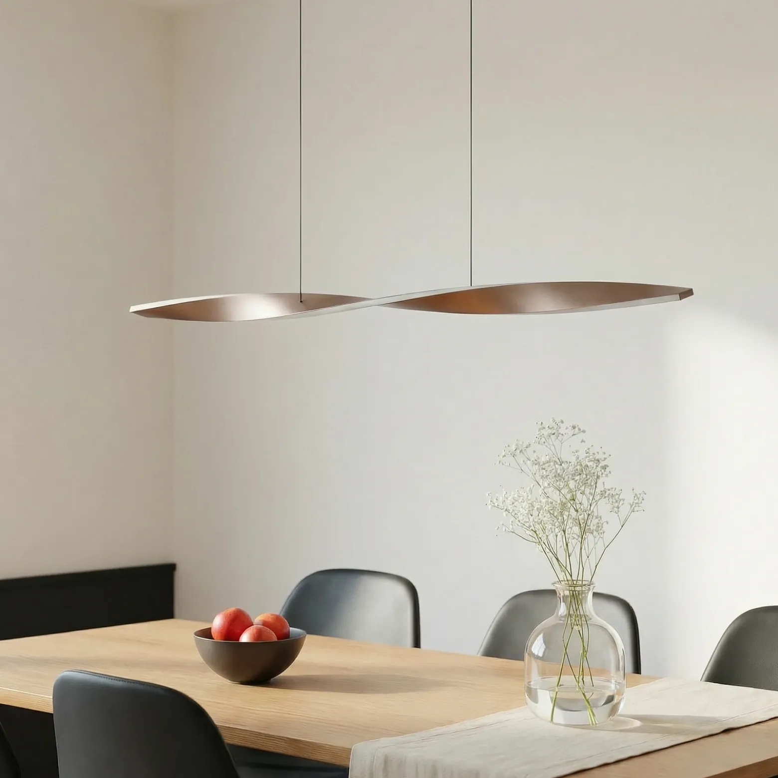 Lámpara colgante LED Lindby Jaren, negro/marrón, 100 cm, CCT