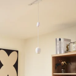 Lámpara colgante LED Lindby Lumaro, blanca, Ø 6,2 cm, 48V, atenuable