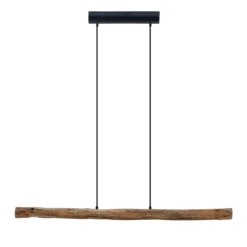 Lámpara colgante LED Lindby Nekala, negra, madera, 120 cm de largo