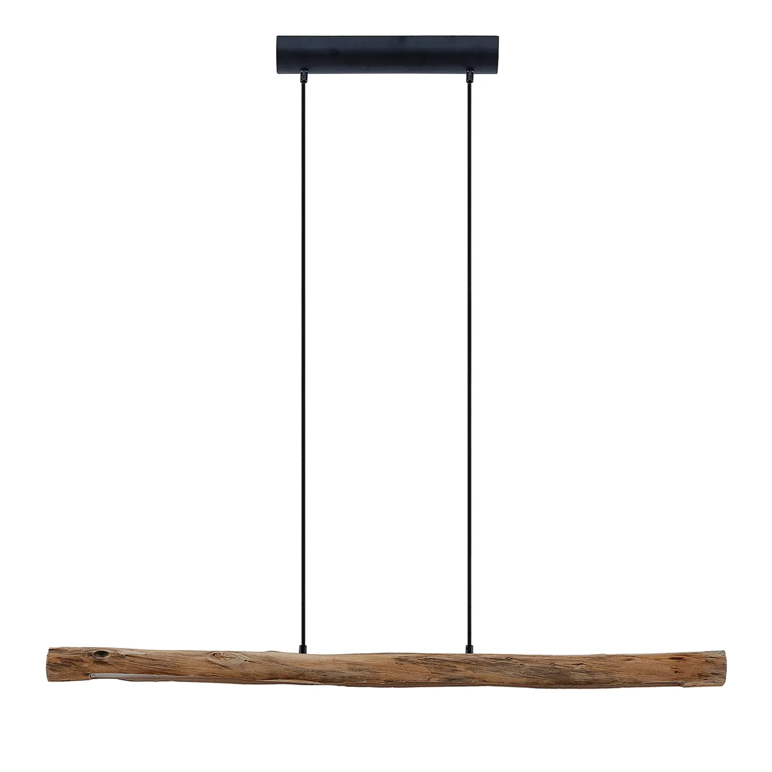 Lámpara colgante LED Lindby Nekala, negra, madera, 120 cm de largo