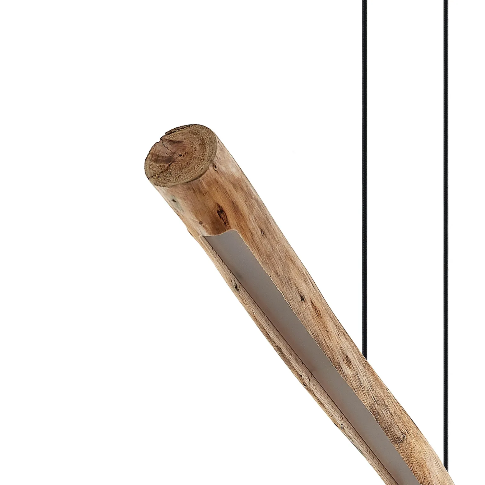 Lámpara colgante LED Lindby Nekala, negra, madera, 120 cm de largo