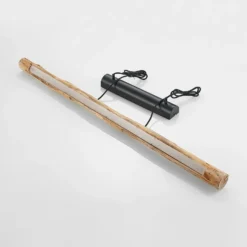 Lámpara colgante LED Lindby Nekala, negra, madera, 120 cm de largo