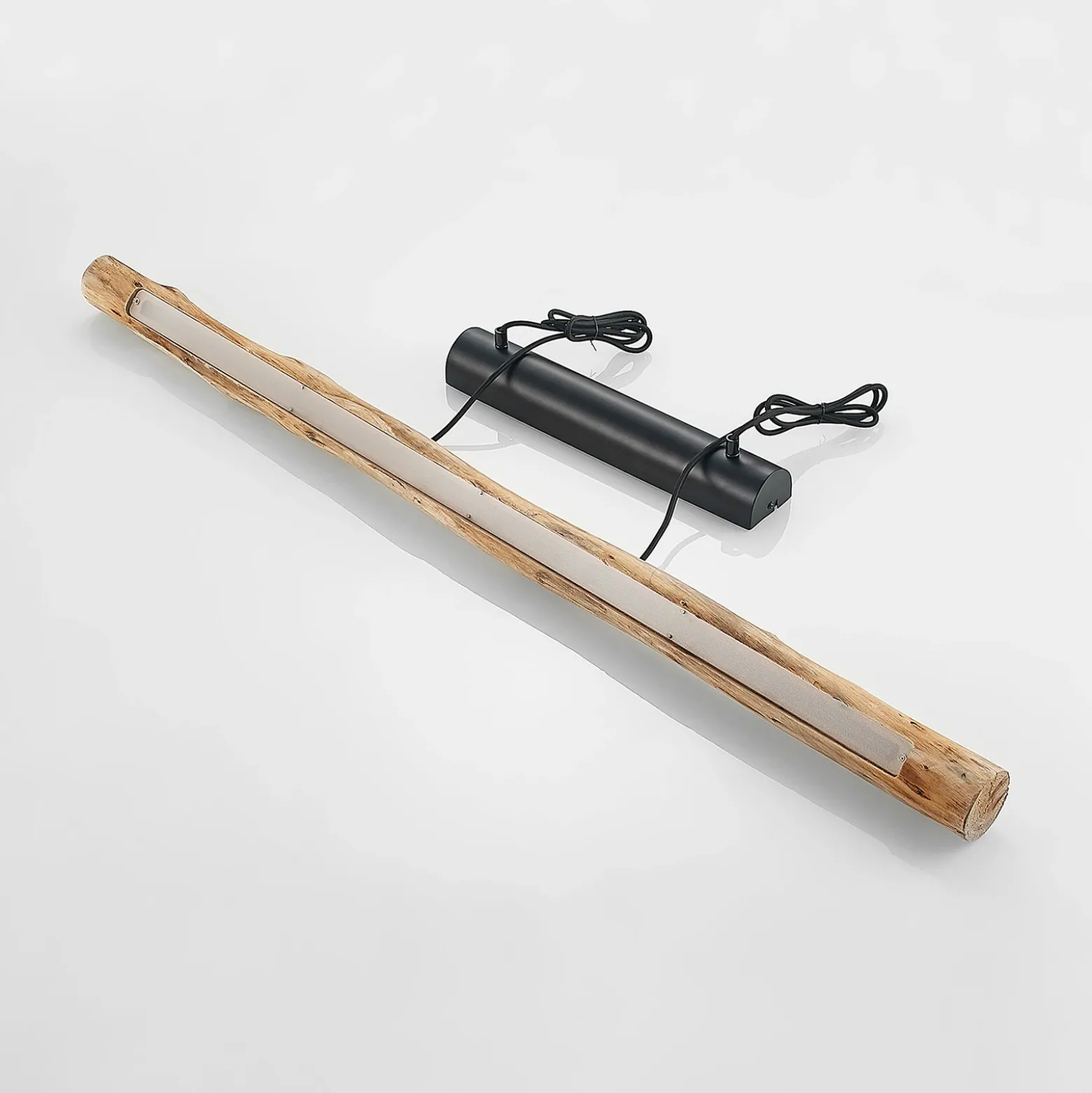 Lámpara colgante LED Lindby Nekala, negra, madera, 120 cm de largo