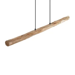 Lámpara colgante LED Lindby Nekala, negra, madera, 120 cm de largo