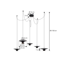 Lámpara colgante LED Lindby Norvind, 10 luces, negro, atenuable.