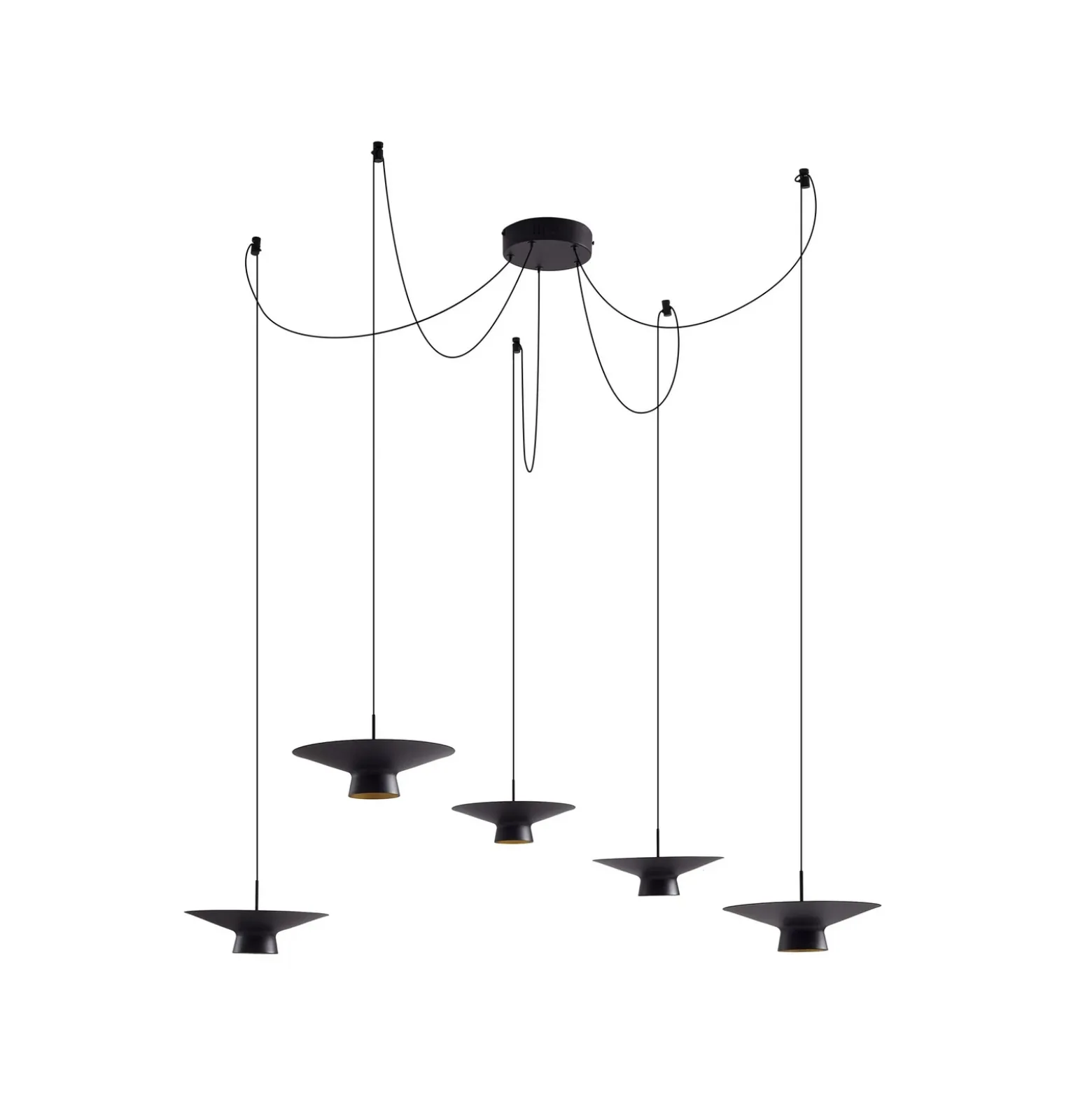 Lámpara colgante LED Lindby Norvind, 10 luces, negro, atenuable.