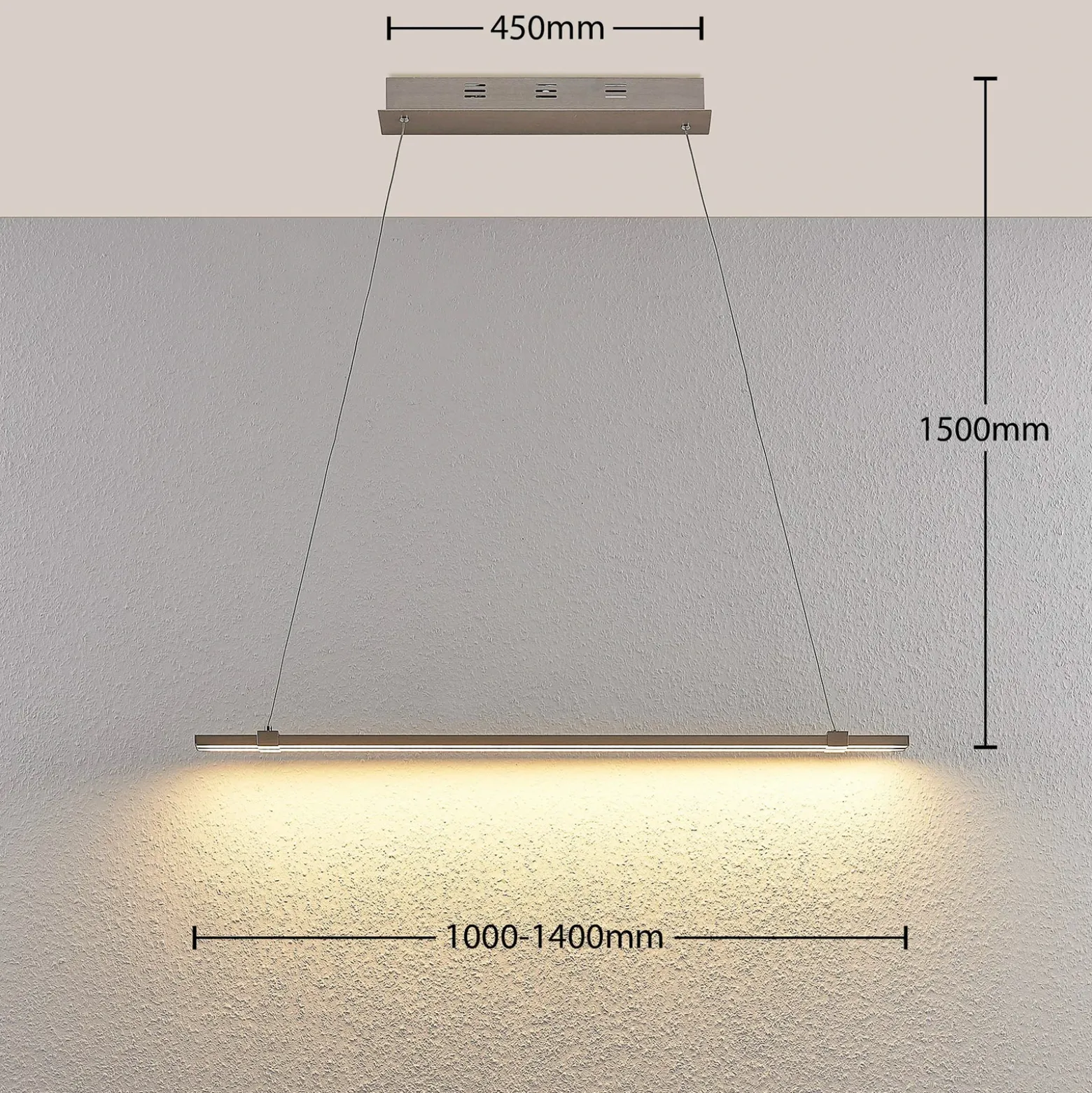 Lámpara colgante LED lineal Tymon, estrecha, extensible