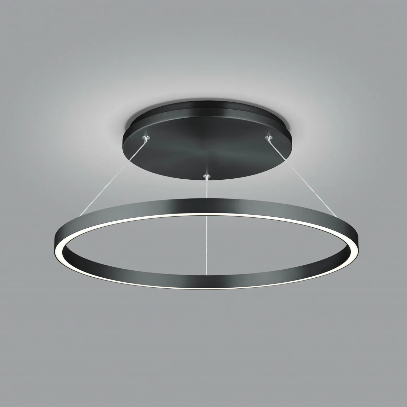 Lámpara colgante LED Lisa-D forma de anillo, negro