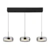 Lámpara colgante LED Livion, gris ahumado/negro, cristal, 85 cm