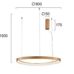 Lámpara colgante LED Loop, oro, Ø 80 cm