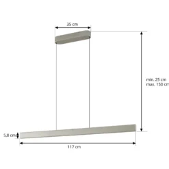 Lámpara colgante LED Lucande Arvon, color aluminio, 117 cm, atenuable, CCT