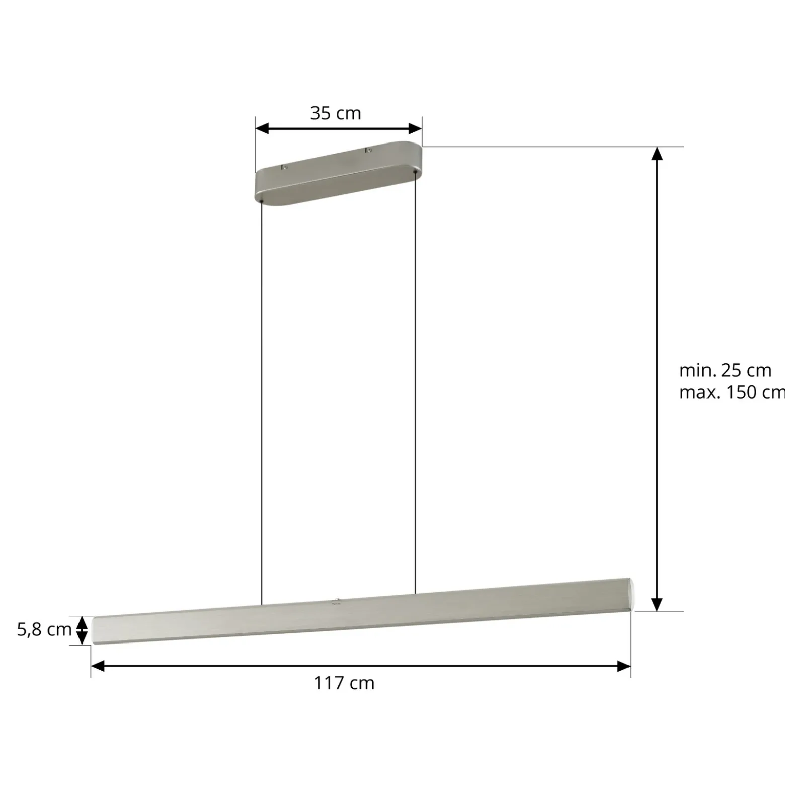 Lámpara colgante LED Lucande Arvon, color aluminio, 117 cm, atenuable, CCT