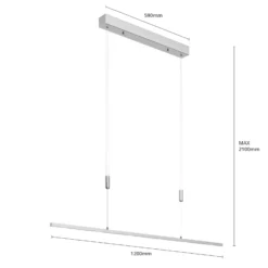 Lámpara colgante LED Lucande Arnik, 120 cm, color níquel, atenuable